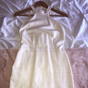 White tight fitting halter dress